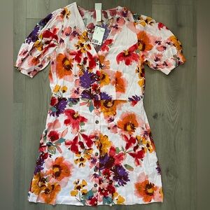 NWT H&M Floral Button-Down Mini Dress in Size M